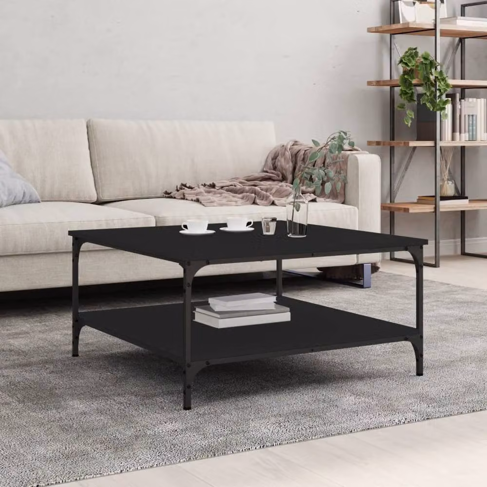 Berkfield Home Black Square Coffee Table in Engineered Wood W/D/H: 80 x 80 x 40 cm – 2