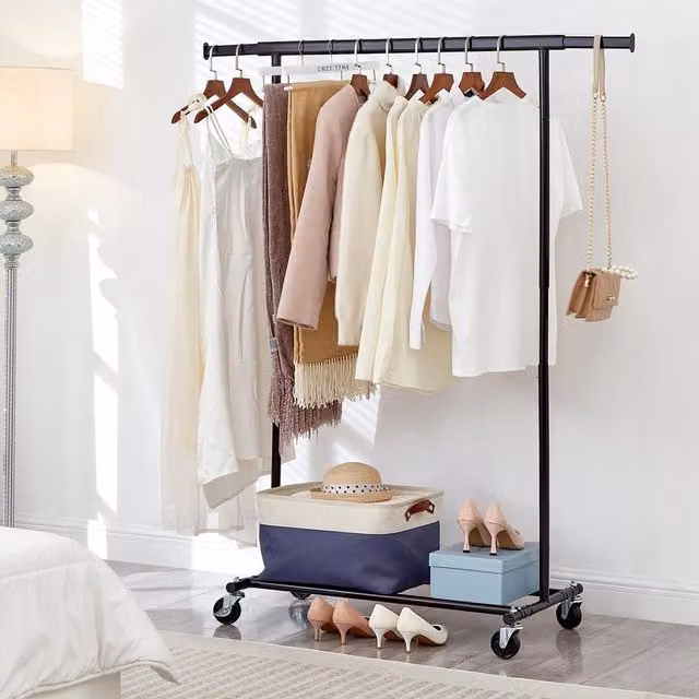 House of Home Heavy Duty Black Metal Clothes Rail with Shelf, W: 160 cm, H: 140 cm, D: 100 cm
