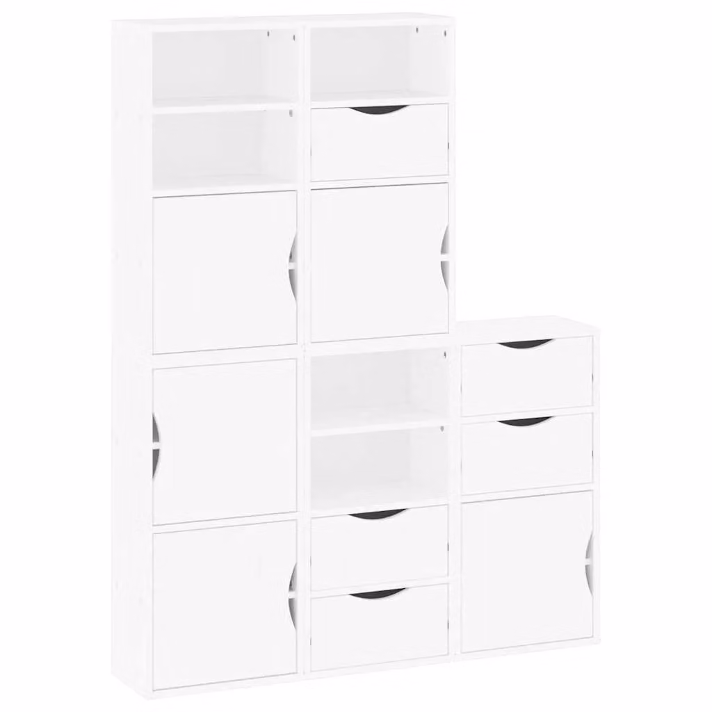 Berkfield Home ODDA Side Cabinets, 5 Piece Set in White Solid Wood Pine, W/D/H: 40 x 24 x 79 cm – 2