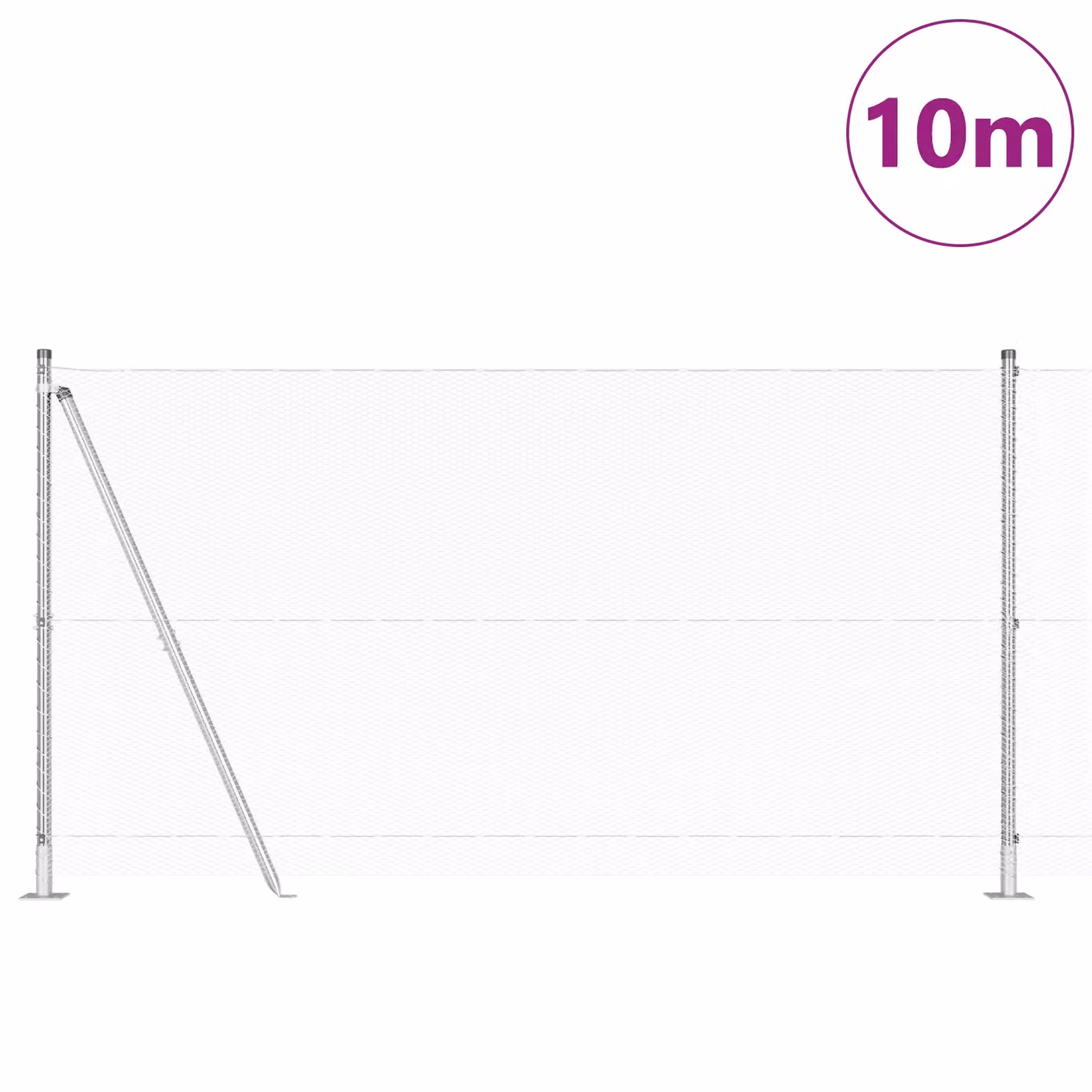 Berkfield Home Hexagon Fence in Silver Galvanised Steel, H: 120 cm x W: 10 m – 2