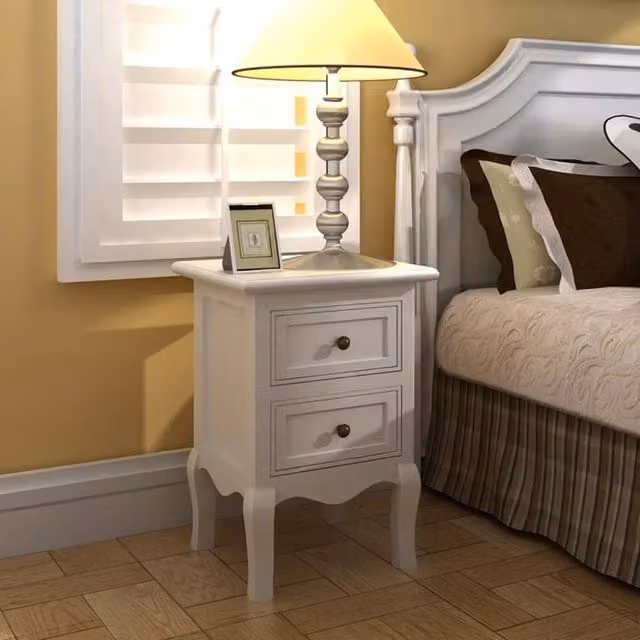 Berkfield Home Set of 4 White Lacquered MDF Nightstands with 2 Drawers – 1