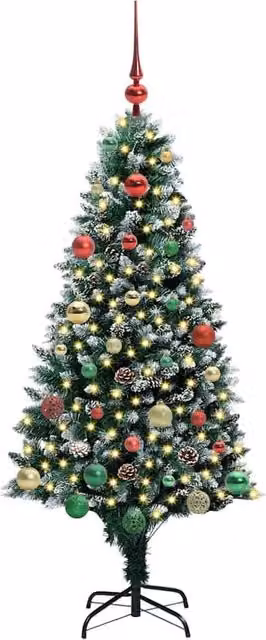 Berkfield Home Beautiful Artificial Christmas Tree with 150 Warm White LEDs and Stand in Green – 1