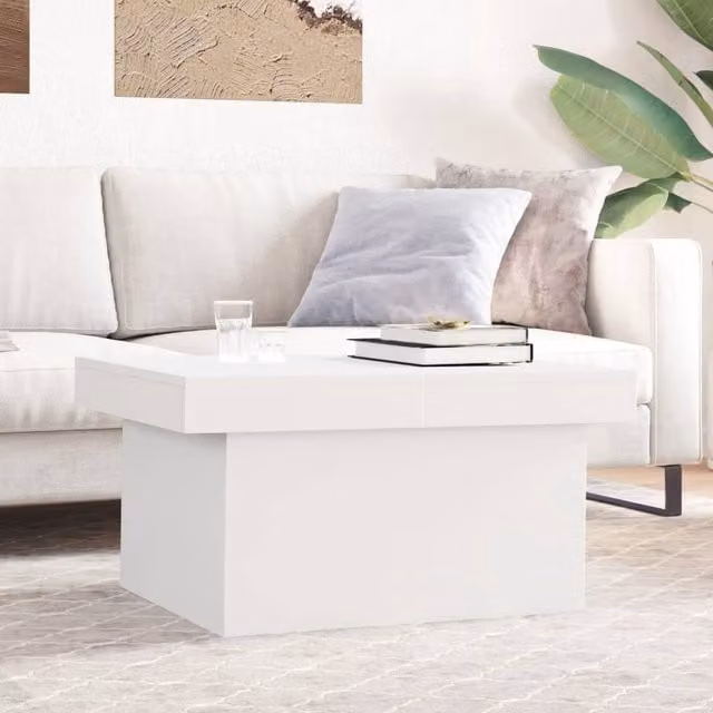 Berkfield Home Modern White Rectangular Coffee Table in Engineered Wood W/D/H: 100 x 55 x 40 cm