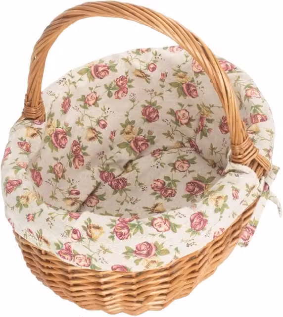 Red Hamper Deluxe Wicker Shopping Basket with Brown Cotton Lining