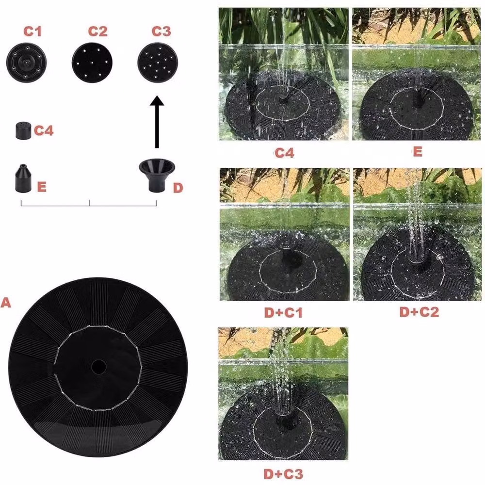 FLAVORA Solar Floating Fountain Pump in Black – 3