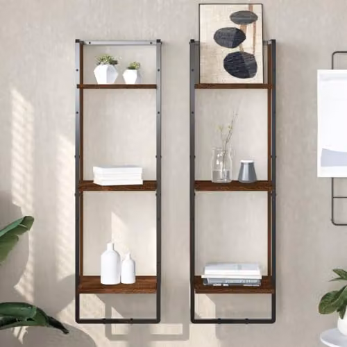 vidaXL 3-Tier Wall Mounted Shelf, Brown, W/D/H: 30 x 25 x 100 cm – 2