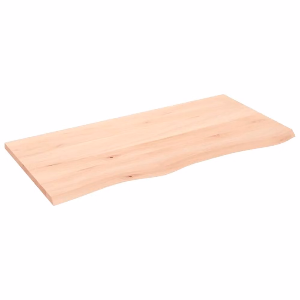 Berkfield Home Wall Mounted Oak Shelf in Light Tan, Untreated Solid Wood, W: 100 cm, D: 50 cm, H: 2 cm