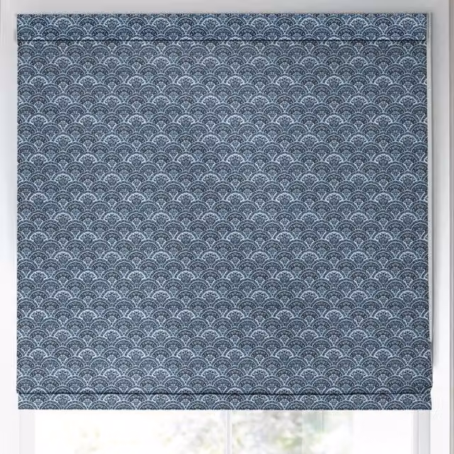 Laura Ashley Musica Velvet Made to Measure Roman Blind in Dusky Seaspray Blue