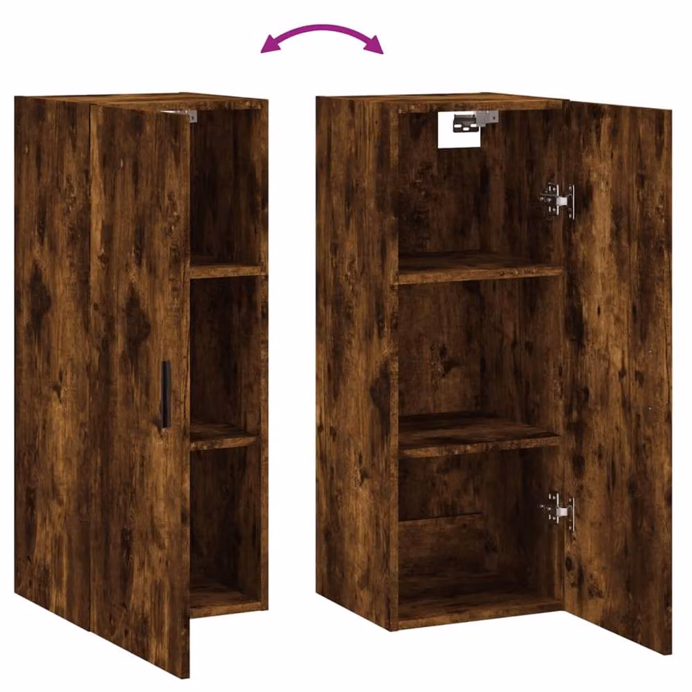 Berkfield Home Wall Mounted Smoked Oak Cabinet in Brown W/D/H: 34.5 x 34 x 90 cm – 4