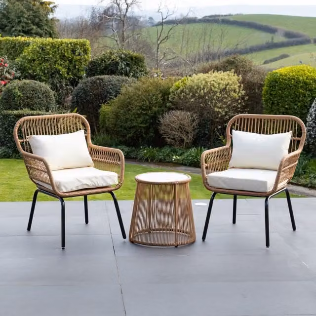 Artemis Home Vintage Rattan Bistro Set in Brown and Beige