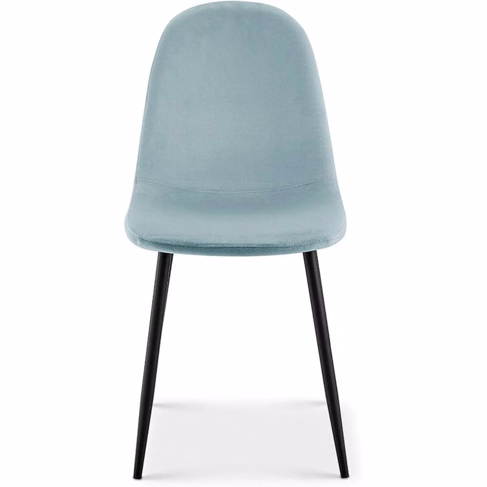 VOGREX Set of 2 Blue Velvet Low Back Upholstered Dining Chairs with Metal Legs – 2