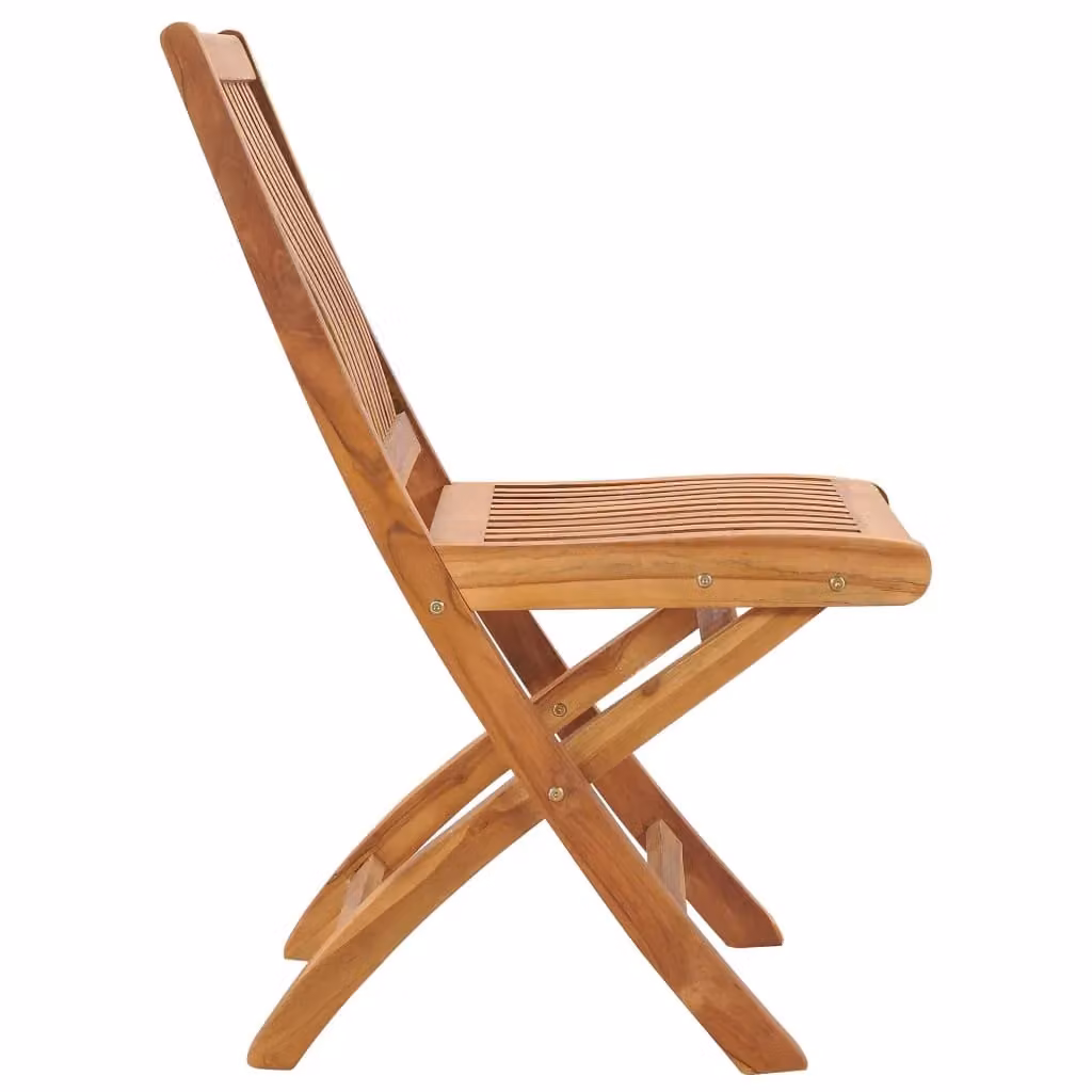 Berkfield Home Set of 8 Folding Garden Chairs in Brown Solid Teak Wood – 2