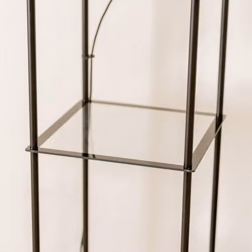 ValueLights Black Metal Frame Floor Lamp with Transparent Glass Storage Shelves and LED Bulb – 2