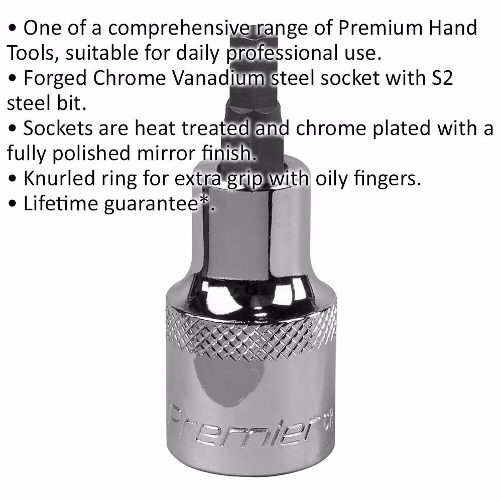 Loops 6mm Forged Hex Socket Bit, 1/2 inch Square Drive, Chrome Vanadium Steel, Silver – 2