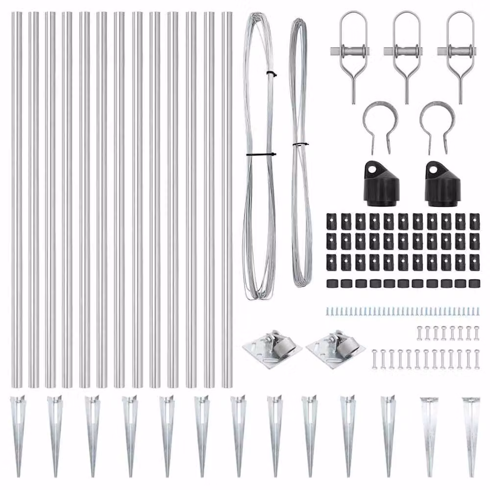 Berkfield Home Set of 13 Round Galvanised Steel Fence Posts in Silver, H: 250 cm, W: 6 cm, D: 6 cm – 2