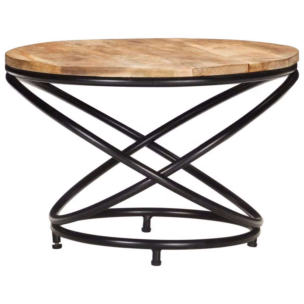 Berkfield Home Black Solid Rough Mango Wood Coffee Table W/D/H: 60 x 60 x 40 cm – 2