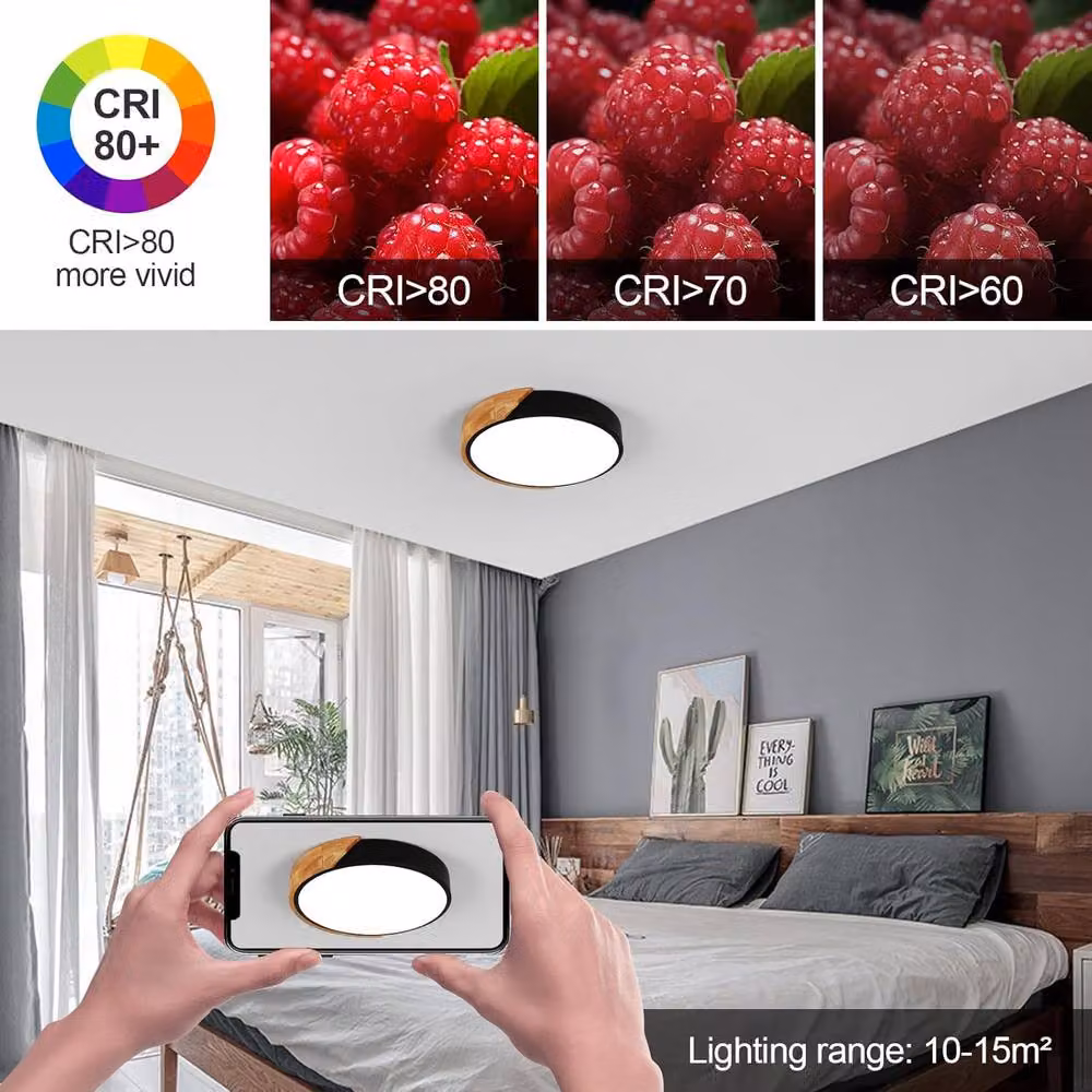 Goeco Modern Round LED Ceiling Light, 24W, 6500K, Diameter: 30 cm, Black – 6