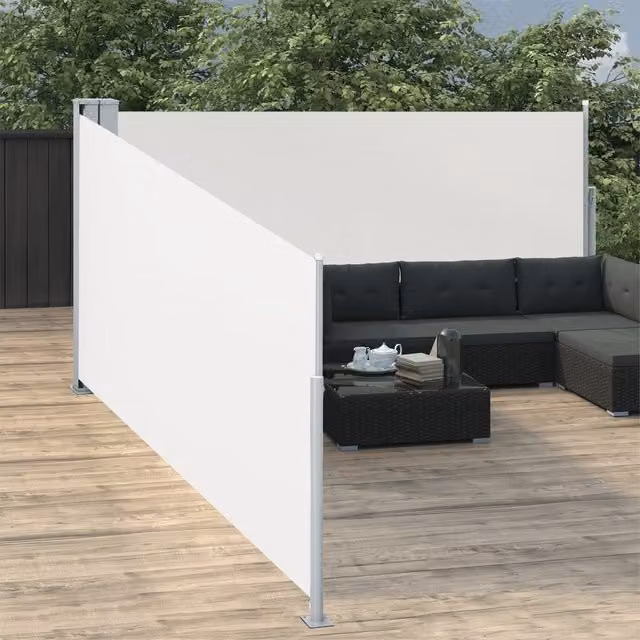 Berkfield Home Retractable Single Side Awning in Beige Polyester, W/H: 100 x 1000 cm – 1
