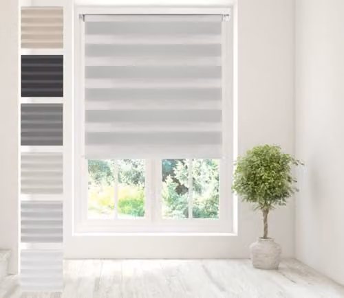 Caecus Day Night Zebra Roller Blind, Grey, W: 160 cm, H: 240 cm