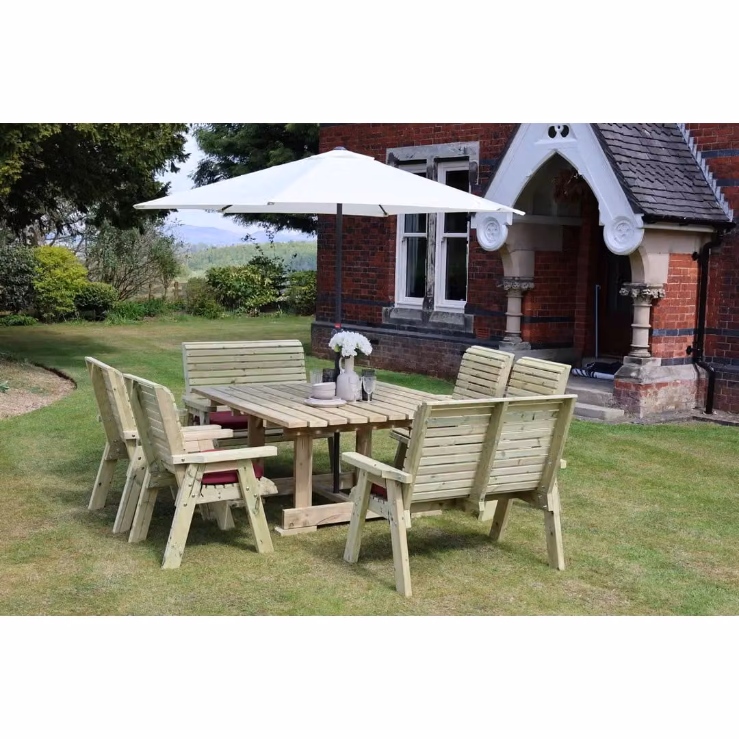 Churnet Valley Garden Furniture Ltd Ergo 8 Seat Dining Set with Cushions in Brown – 2