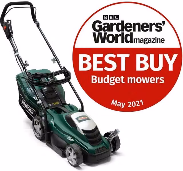 Webb Classic 1300W Electric Rotary Lawn Mower in Green with Collection Bag