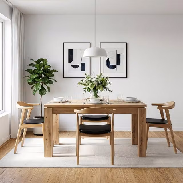 Furniture To Go Trondheim Modern Rectangular Extendable Dining Table in Brown Artisan Oak