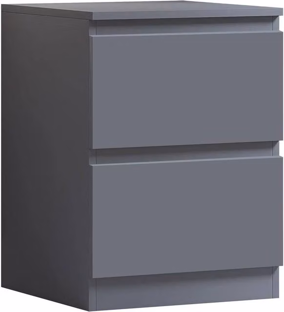 Kelvenix Matt Dark Grey 2 Drawer Bedside Cabinet – 1