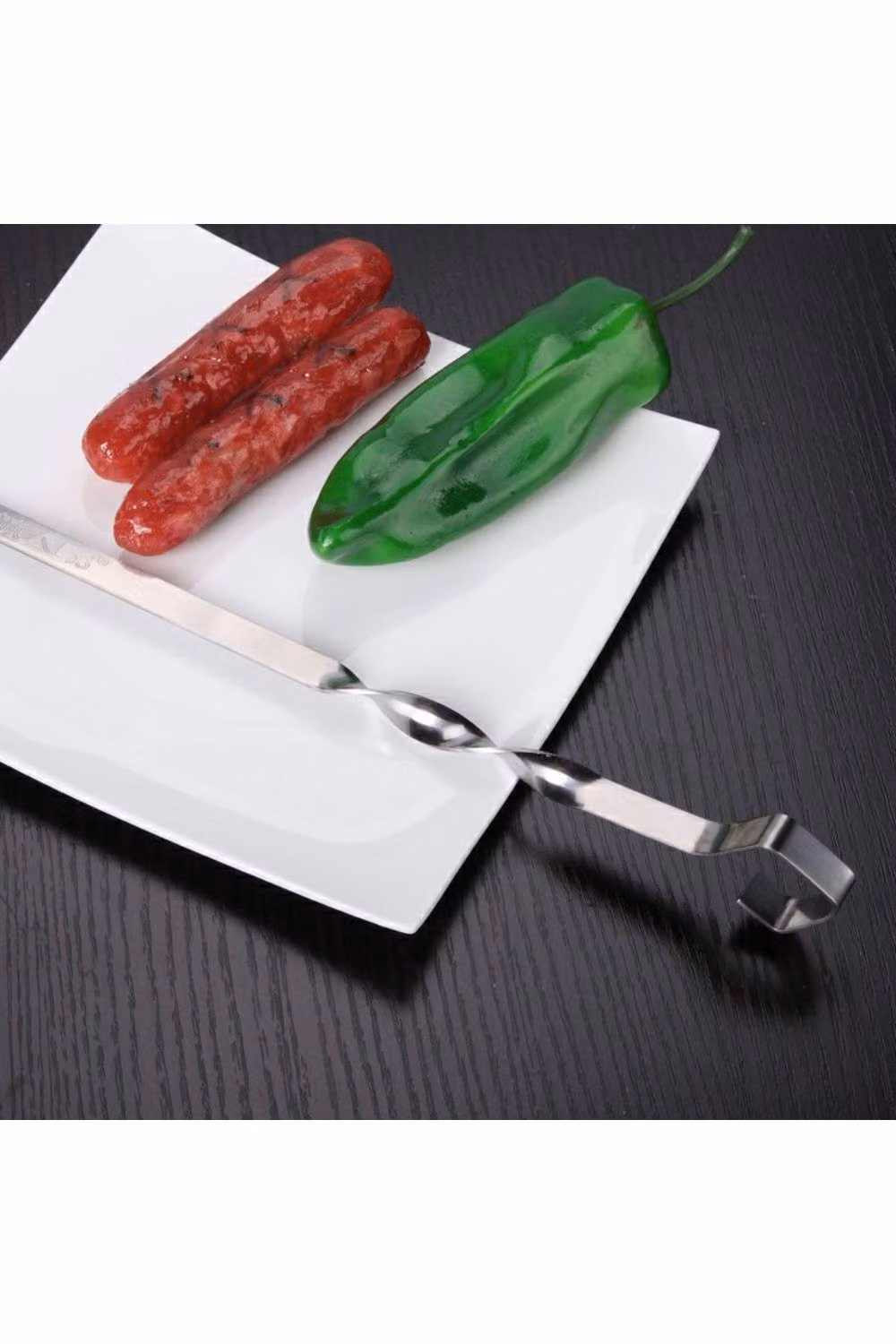 KDMD 12 Pack Stainless Steel Flat Meat Skewers Set for BBQ, Silver, Length: 38 cm – 4