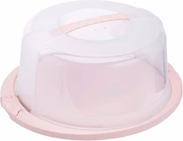 Keeeper Round Cake Container with Lid and Ergonomic Handle in Nordic Pink