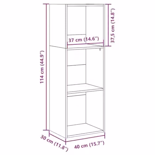 vidaXL Modern Bookcase in Artisan Oak Brown, MDF, W/D/H: 40 x 30 x 114 cm – 2