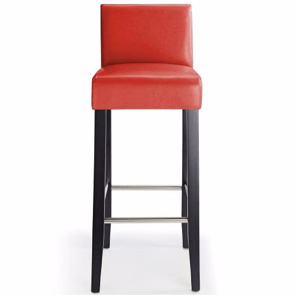 netfurniture Stenory Red Padded Kitchen Breakfast Bar Stool with Wooden Frame and Legs – 2