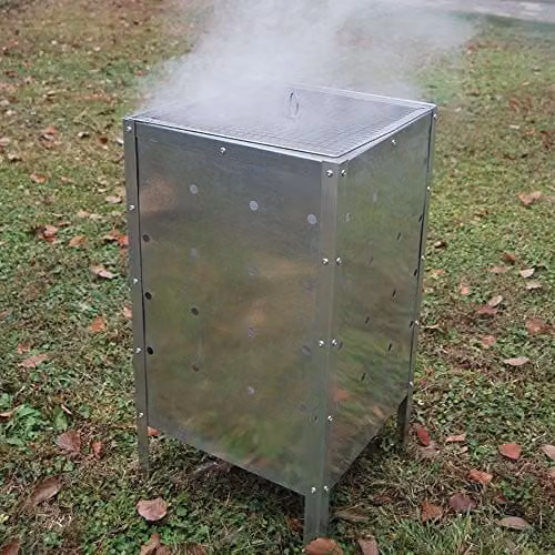 Gr8 Garden 90 Litre Galvanised Steel Square Incinerator Fire Bin in Silver, W/D/H: 40 x 40 x 75 cm