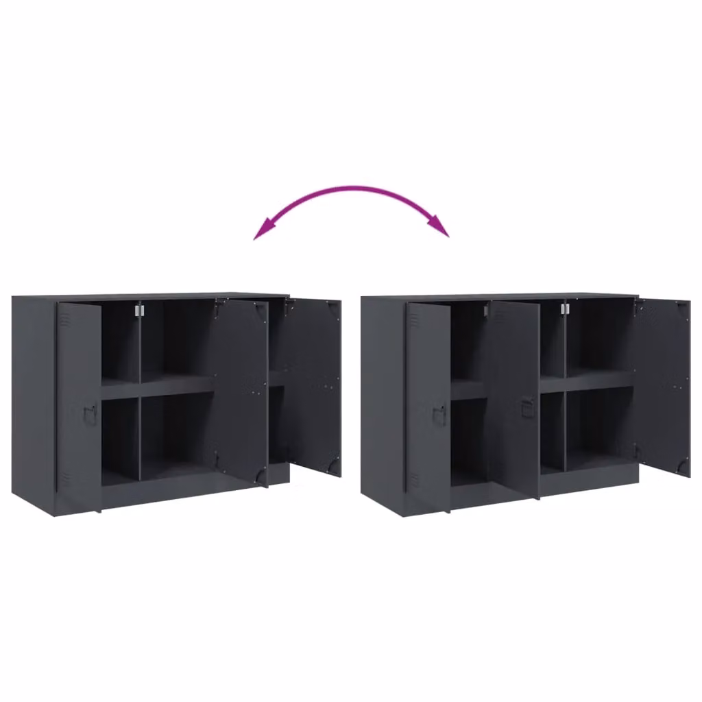 Berkfield Home Industrial Anthracite Metal Sideboard with Lock, W/D/H: 99 x 39 x 73 cm – 4