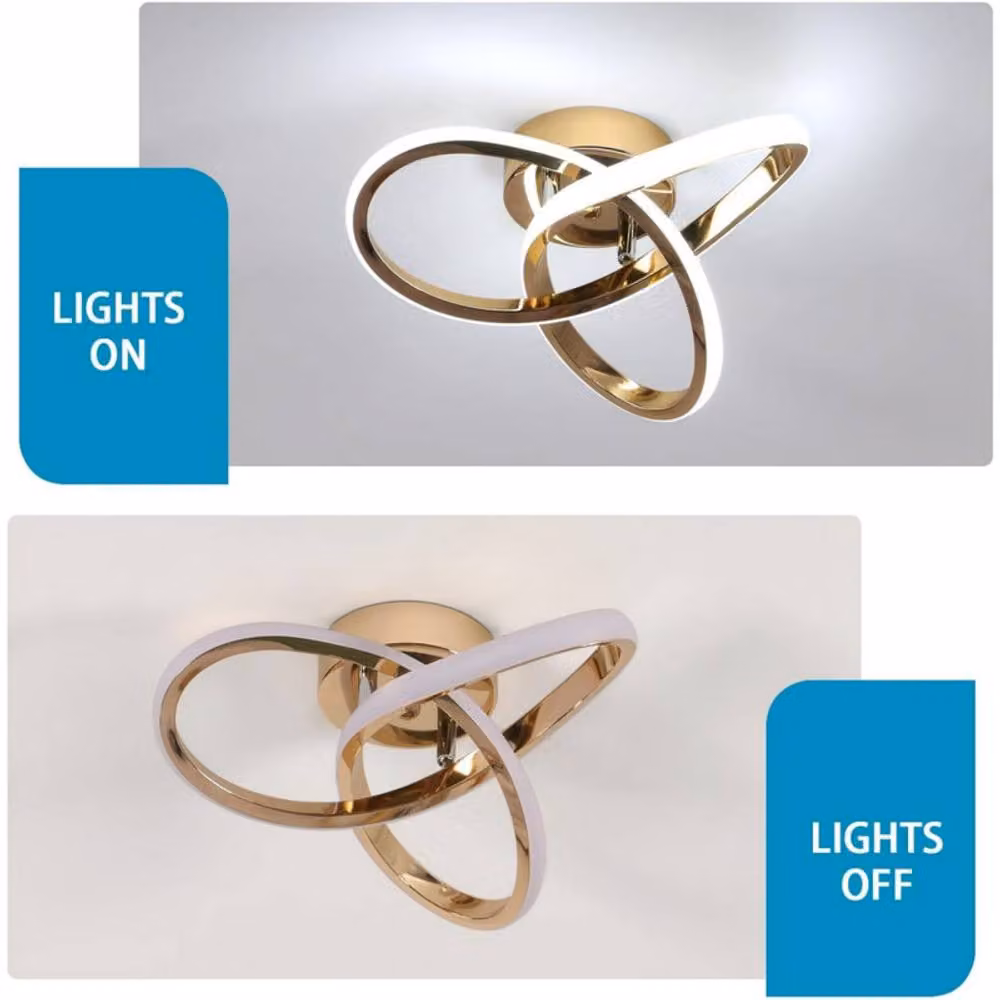 COMELY 22W LED Flower Shape Ceiling Light in Gold/Brass with 6000K Cool White Light – 3