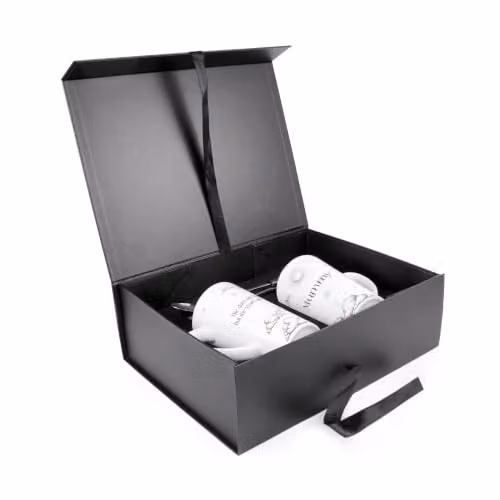 Purely Home New Parents Tall Latte Mugs and Spoons Gift Set in White – 4