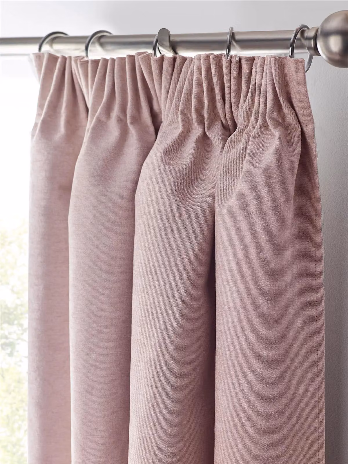 Luxury Living Pink Chenille Blackout Pencil Pleat Top Curtains, W: 117 cm, H: 96.5 cm – 2