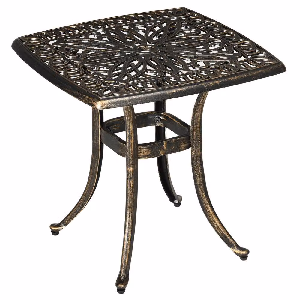 Wyld Haus Mave Cast Aluminium Bronze Patio Side Table with Central Umbrella Hole, W/D/H: 54.0 x 54.0 x 52.5 cm – 2