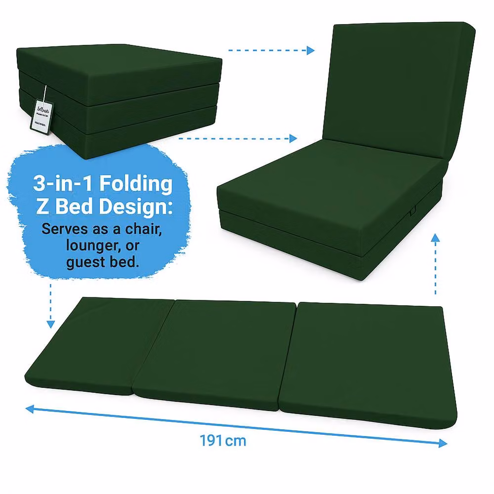 House of Home Single Size Folding Chair Bed and Guest Sofa in Green – 3
