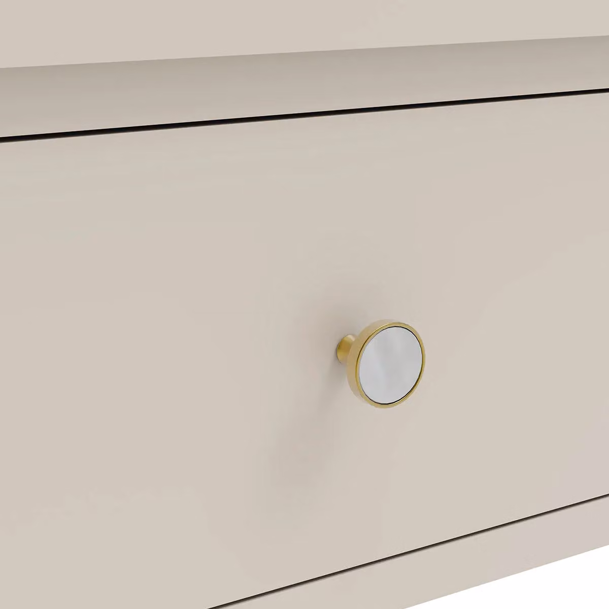 Melody Maison Abbey Pale Ivory One Drawer Bedside Table in White and Gold – 2