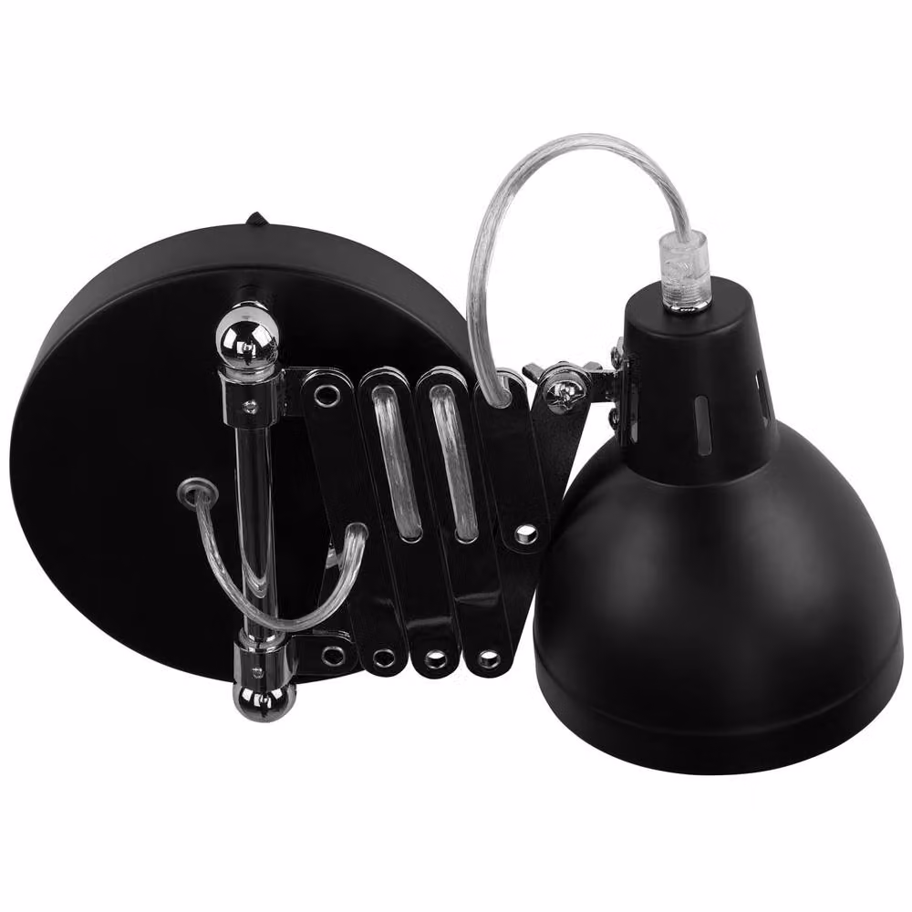 Wyld and Coco Set of 2 Black Metal Wall Lamps with Adjustable Swing Arm – 4