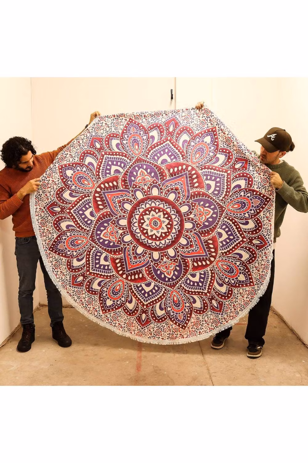 KDMD Round Pink and Purple Mandala Boho Wall Art Textile Hanging Decor, Diameter: 180 cm – 2
