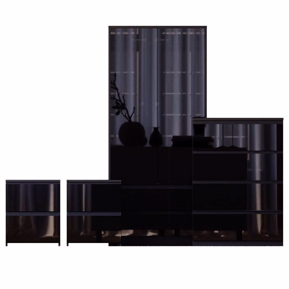 HD Designs Vida Designs Glinton 4 Piece Modern Black Glossy Bedroom Set – 2