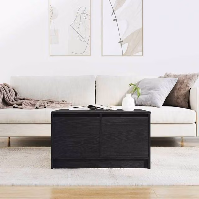 Berkfield Home Decorative Coffee Table with Drawers, Black Oak, W/D/H: 70.5 x 70 x 40 cm – 1