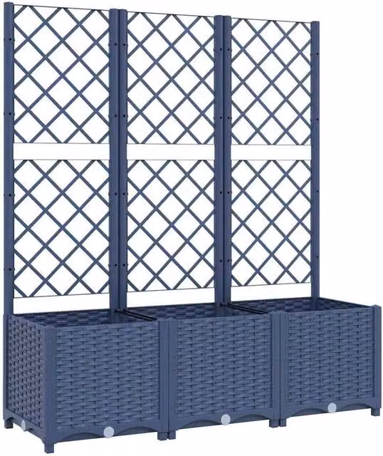 Berkfield Home Garden Planter with Trellis in Dark Grey, W/D/H: 120 x 40 x 136 cm – 1