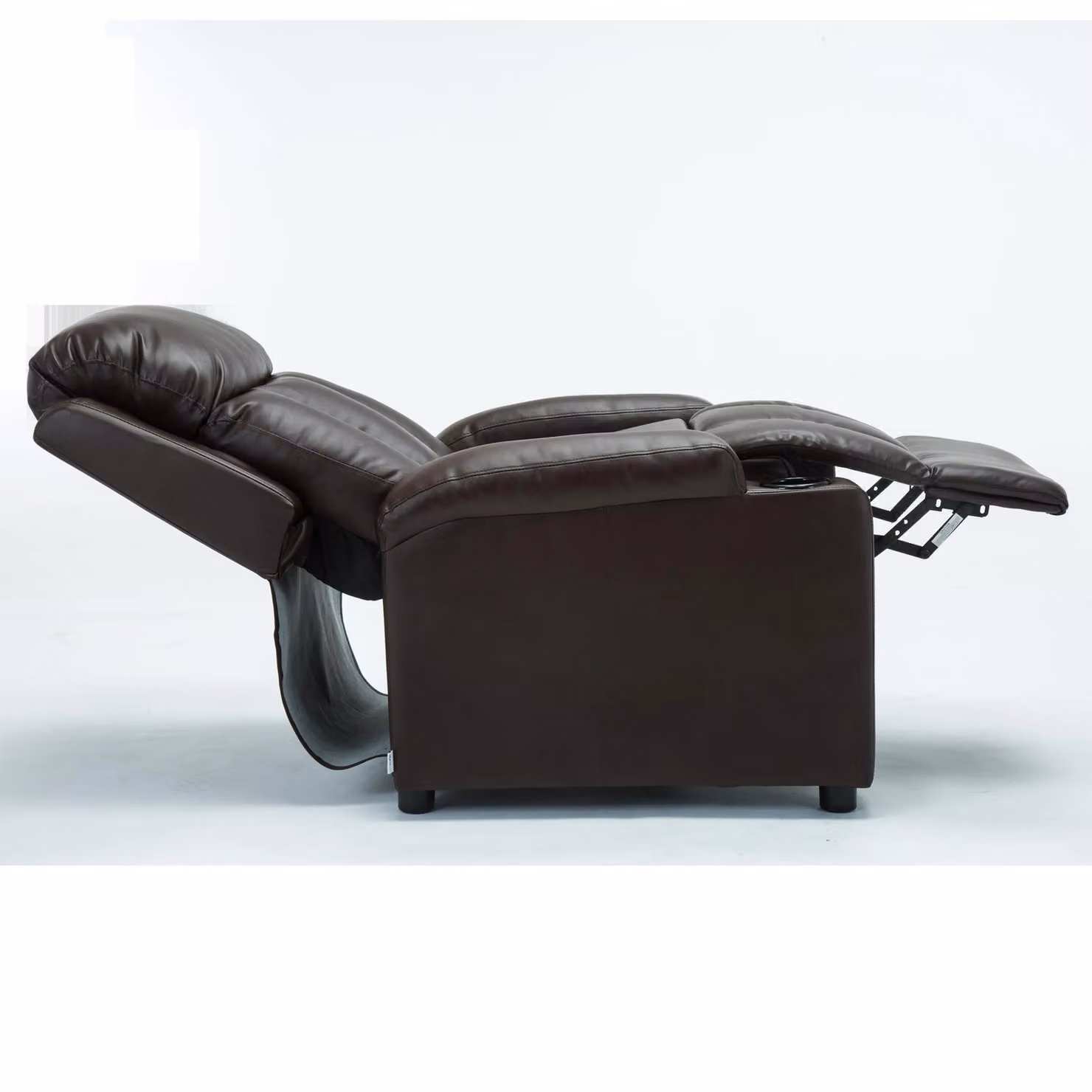 More4Homes Studio Brown Synthetic Leather Manual Recliner Armchair with Drink Holders – 4