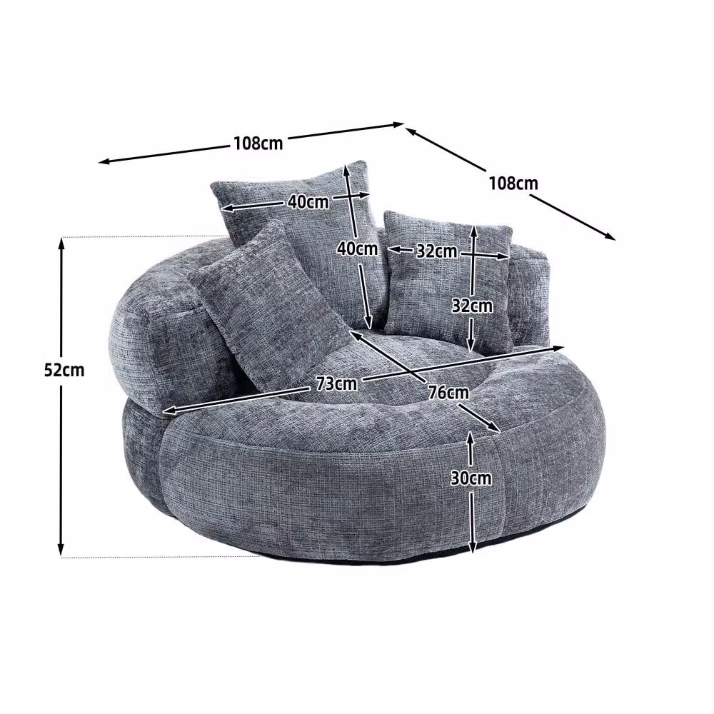 Direct Wicker Grey Chenille High Back Lazy Sofa Bean Bag Chair – 2