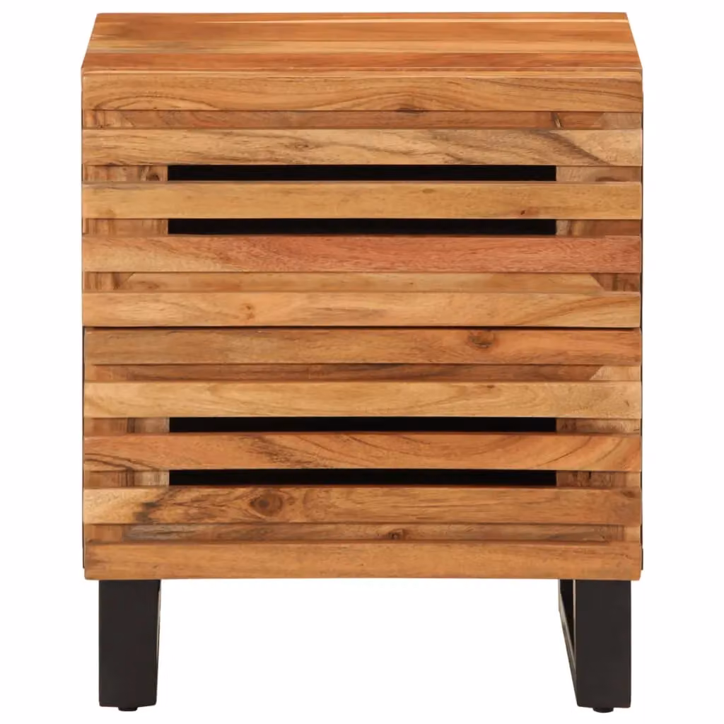 Berkfield Home Set of 2 Brown Acacia Solid Wood Bedside Cabinets, W/D/H: 40 x 34 x 46 cm – 3