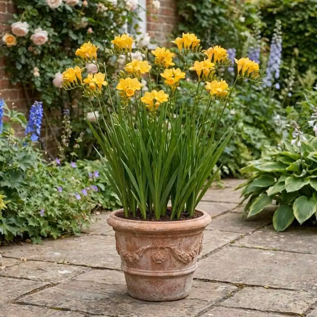 Plants By Post Yellow Freesia Gold River Fragrant Perennial Outdoor Plant, 2L