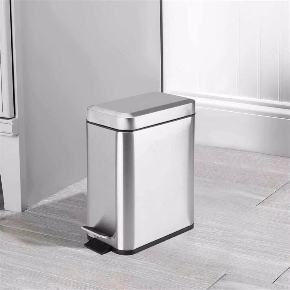 EONLION Silver 5 L Slim Stainless Steel Pedal Bin with Removable Inner Bucket – 5
