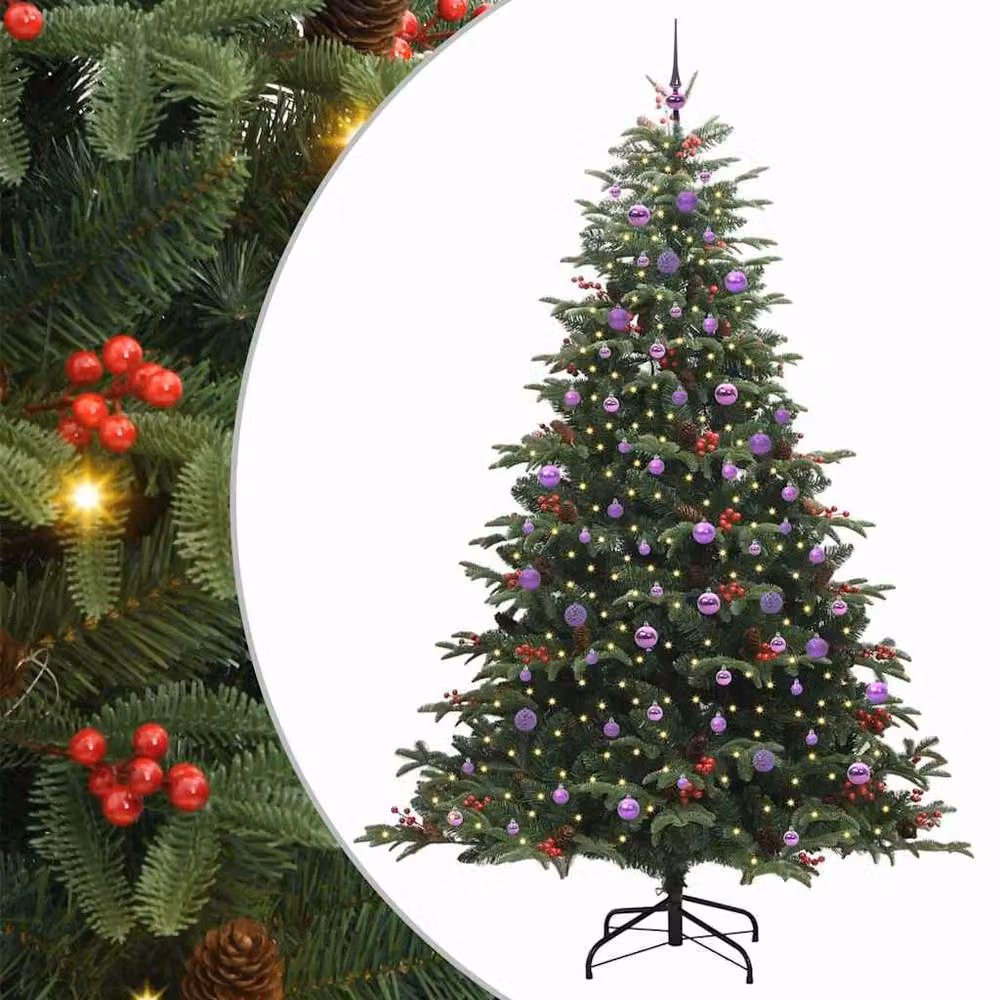 Berkfield Home Elegant Green Artificial Christmas Tree with 300 LEDs and Stand – 3
